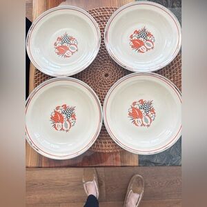 Vintage American chinaware plates (4) in platinum alloy pattern with fruit 9 in